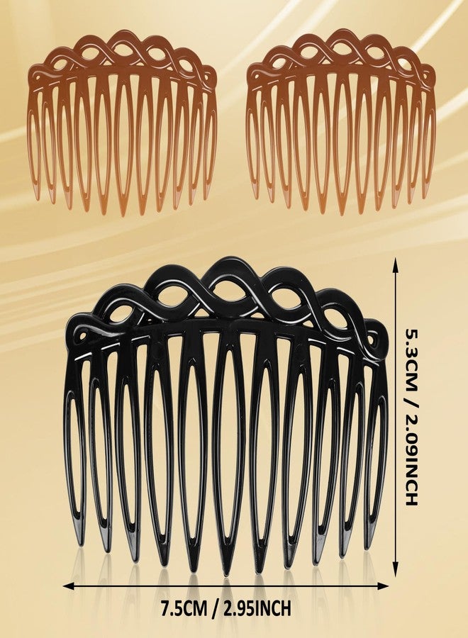 COMNICO 6 Pcs French Hair Side Combs (black, dark brown) - Image 2