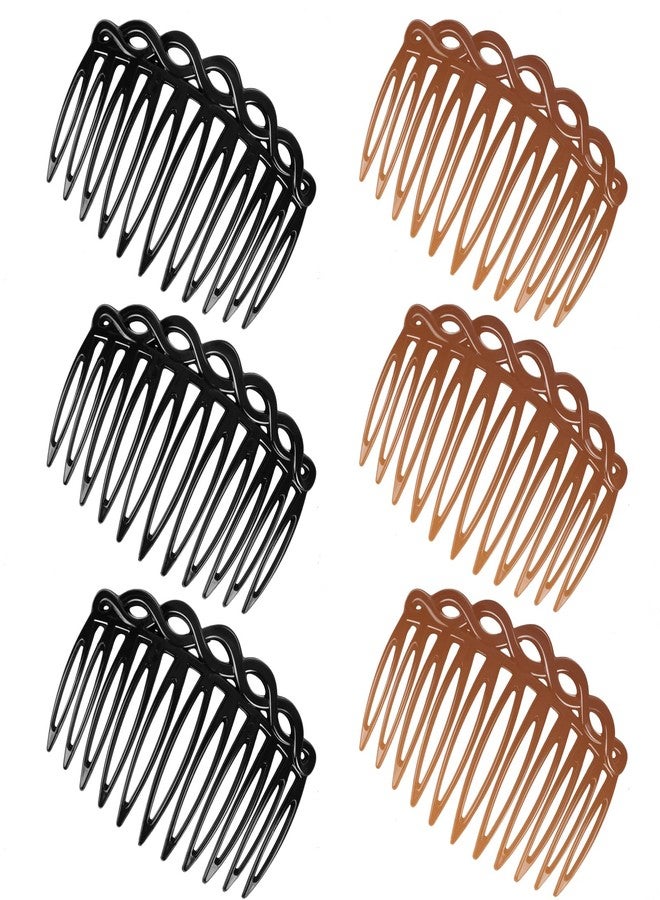 COMNICO 6 Pcs French Hair Side Combs (black, dark brown) - Image 1