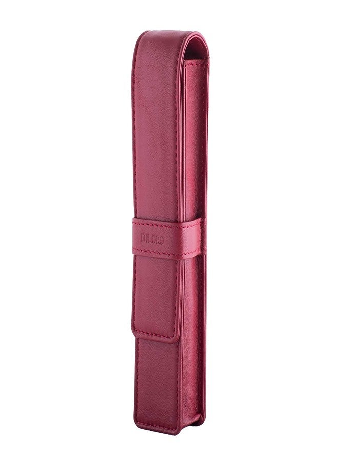 DiLoro Leather Single Pen Case Pencil Pouch Holder for One Fountain Ballpoint Rollerball Pen and Pencil (Red) - Image 2