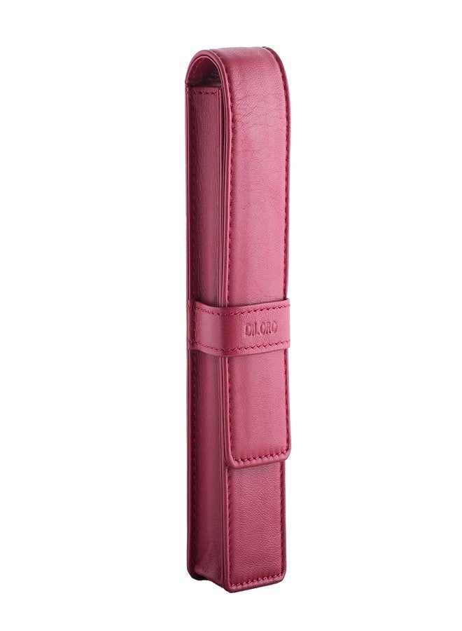 DiLoro Leather Single Pen Case Pencil Pouch Holder for One Fountain Ballpoint Rollerball Pen and Pencil (Red) - Image 3