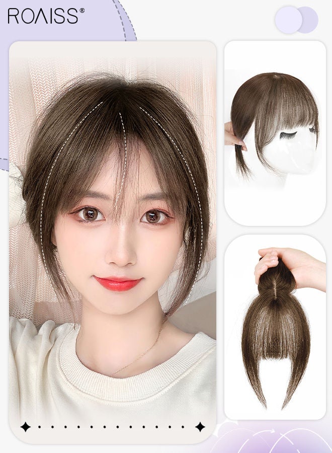 roaiss 3D Hair Toppers for Women Air Bangs with Clips on in French Style Hair Pieces for Women with Thinning Hair Hair Loss Cover Gray Hair Light Brown - Image 1