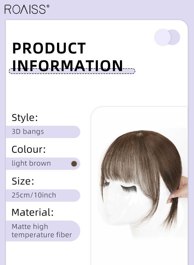 roaiss 3D Hair Toppers for Women Air Bangs with Clips on in French Style Hair Pieces for Women with Thinning Hair Hair Loss Cover Gray Hair Light Brown - Image 3