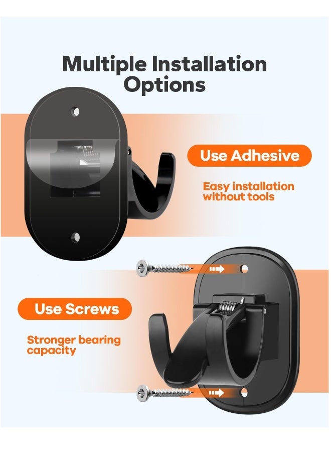 Universal Self Adhesive Curtain Rod Brackets Set of 4, Versatile Plastic Holders for Easy Installation in Any Room, Ideal for Bathroom Bedroom Living Room Kitchen, Sleek Black Design - Image 4