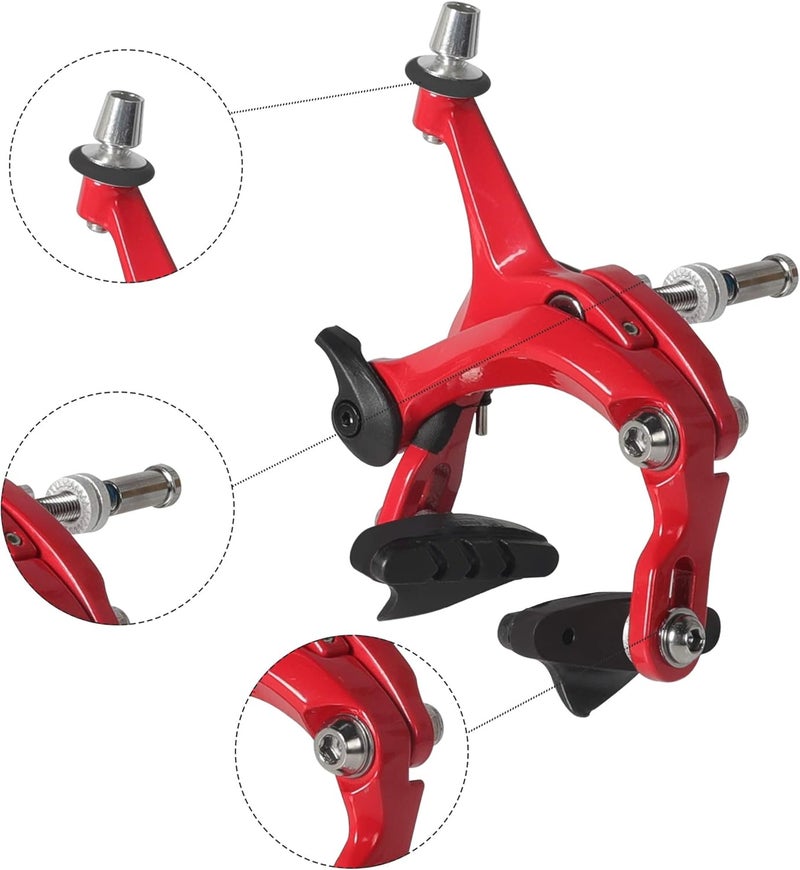 SENQI Bike Caliper Aluminum Alloy Bicycle Brake Caliper Clamp Bicycle C Caliper for Fixed Gear Bikes Road Bikes Bike Accessories(47-57mm Red) - Image 5