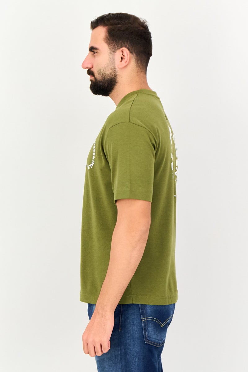 Blank Essentials Men Crew Neck Short Sleeve Graphic Print T-Shirt, Olive - Image 4