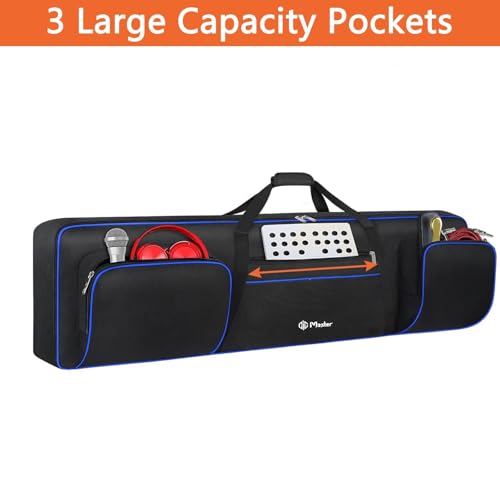 GIG Master Heavy Padded Keyboard Bag/Cover/Case for Yamaha P-125, 88 Keys Digital Piano with Dust Cover & Double Pocket(Black & Blue) - Image 2