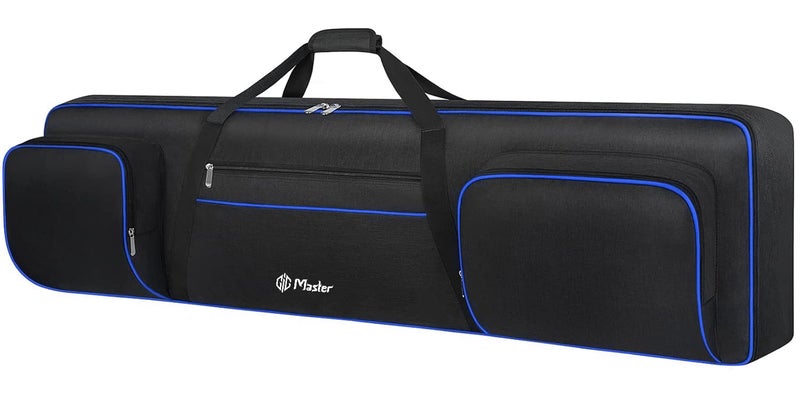 GIG Master Heavy Padded Keyboard Bag/Cover/Case for Yamaha P-125, 88 Keys Digital Piano with Dust Cover & Double Pocket(Black & Blue) - Image 1