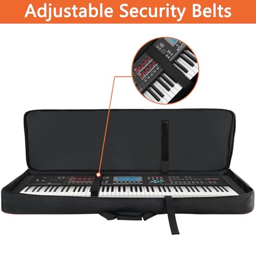 GIG Master Heavy Padded Keyboard Bag/Cover/Case for Yamaha P-125, 88 Keys Digital Piano with Dust Cover & Double Pocket(Black & Blue) - Image 3