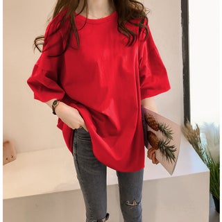 Solid Color T-Shirt Womens Short-sleeved Korean Style Loose Large Size Slimming Chubby Girls Mid-length Half-sleeved Large Edition Top for Summer big red - pzsku/Z8ECC2D548BE1179BB688Z/45/1746211780/1189b2e7-a1ea-407f-9922-cf711098b2ff