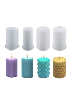 Excefore Cylinder Candle Molds, 4 PCS 3D Bubble Super Easy to Demold Pillar Silicone Molds for Making, Food Grade Mold DIY Handmade Soap, Candle, Cake Baking  - Image 1