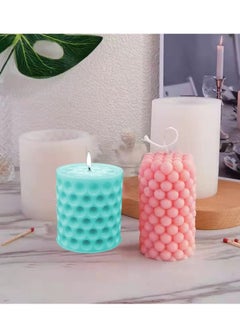 Excefore Cylinder Candle Molds, 4 PCS 3D Bubble Super Easy to Demold Pillar Silicone Molds for Making, Food Grade Mold DIY Handmade Soap, Candle, Cake Baking  - Image 3
