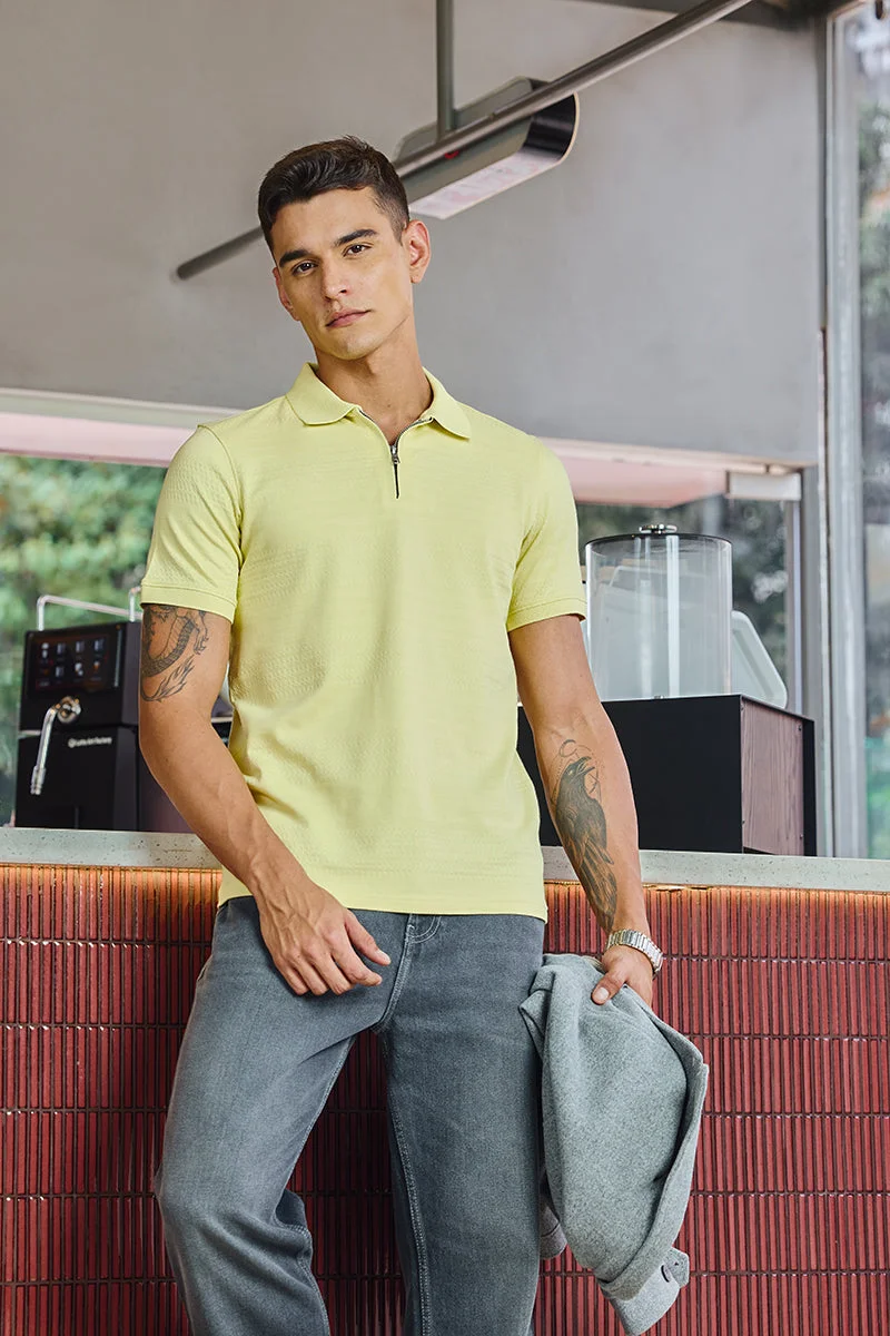 SNITCH تيشيرت بولو قطن % جاكار بسحاب