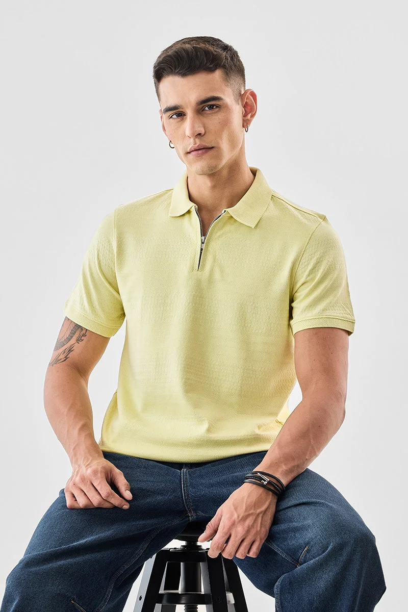 SNITCH تيشيرت بولو قطن % جاكار بسحاب