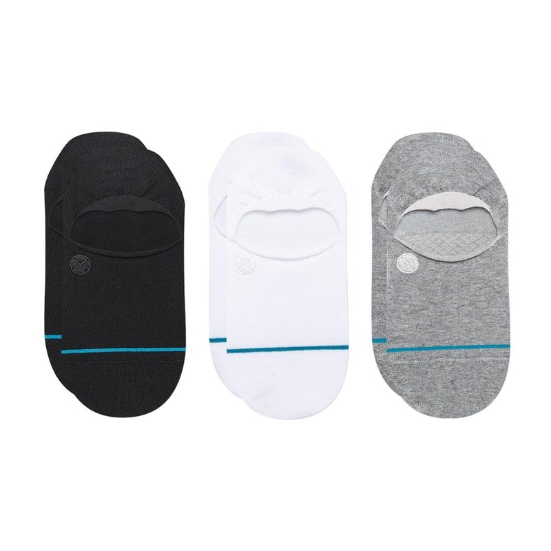 Stance Icon No Show Socks 3-Pack for Men and Women, No Slip Grip - Cotton Blend - Light Cushioning - Arch Support, Multicolor Grey White Black, Small