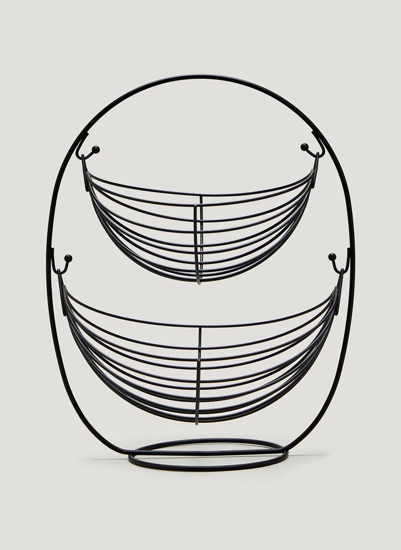 Matalan Black Wire Two Tier Fruit Basket (34cm x 22cm)