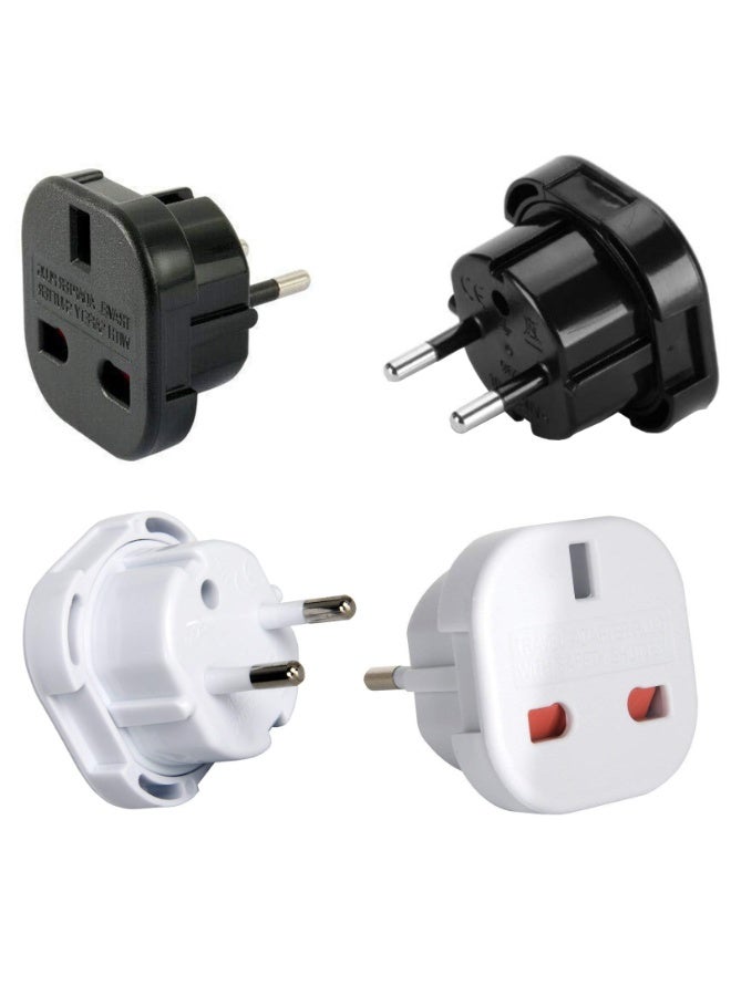 هيدفانا 4 قطع محول طاقة من الاتحاد الأوروبي إلى المملكة المتحدة مع مصراع أمان، محول قابس أنثى 3 سنون من المملكة المتحدة إلى محول قابس ذكر من الاتحاد الأوروبي 4.0 مع مصراع أمان. - Image 1