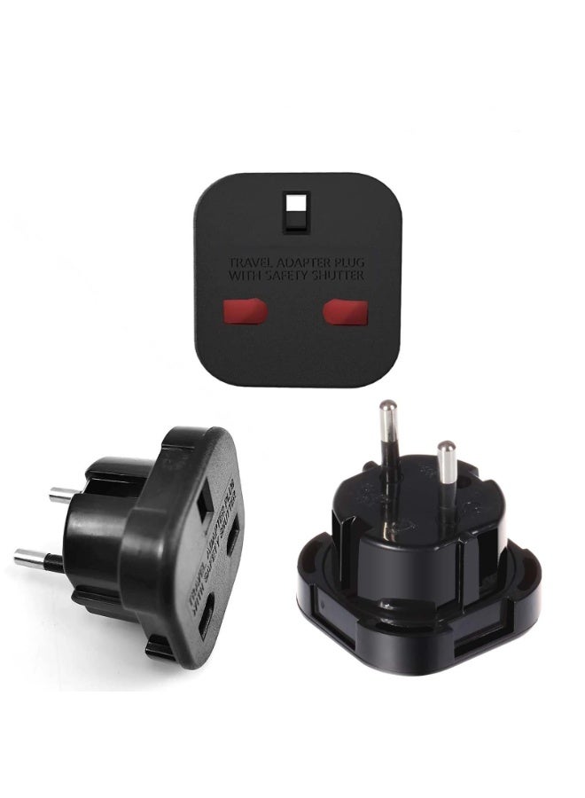 هيدفانا 4 قطع محول طاقة من الاتحاد الأوروبي إلى المملكة المتحدة مع مصراع أمان، محول قابس أنثى 3 سنون من المملكة المتحدة إلى محول قابس ذكر من الاتحاد الأوروبي 4.0 مع مصراع أمان. - Image 2