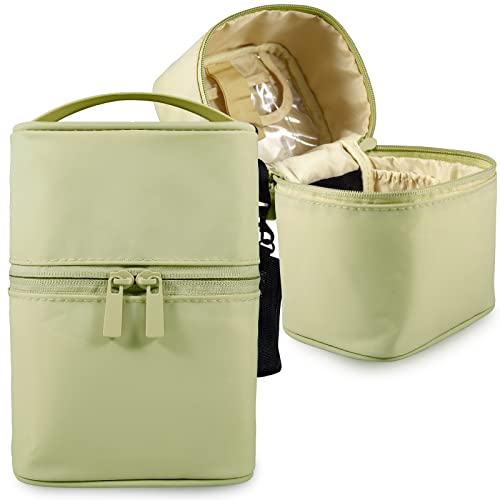 Bysiter Makeup Bag Travel Cosmetic Bag 7.5x5.5x4.4 Inch Makeup Brush Holder Organizer Cute Portable Artist Toiletry Storage Bag Cosmetics Case for Women Girls(Green) - Image 1