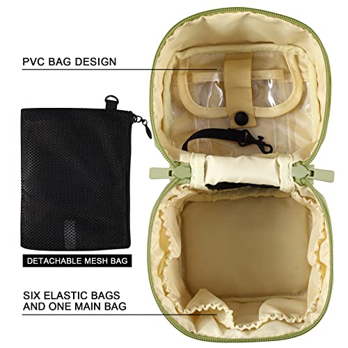 Bysiter Makeup Bag Travel Cosmetic Bag 7.5x5.5x4.4 Inch Makeup Brush Holder Organizer Cute Portable Artist Toiletry Storage Bag Cosmetics Case for Women Girls(Green) - Image 3