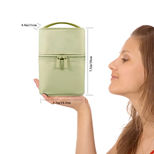 Bysiter Makeup Bag Travel Cosmetic Bag 7.5x5.5x4.4 Inch Makeup Brush Holder Organizer Cute Portable Artist Toiletry Storage Bag Cosmetics Case for Women Girls(Green) - Image 4
