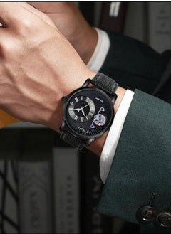 TOMI A distinctively shaped wrist watch with black leather strap and brown bracelet for men from TOMI, in addition to displaying the date on a daily basis.  - Image 5