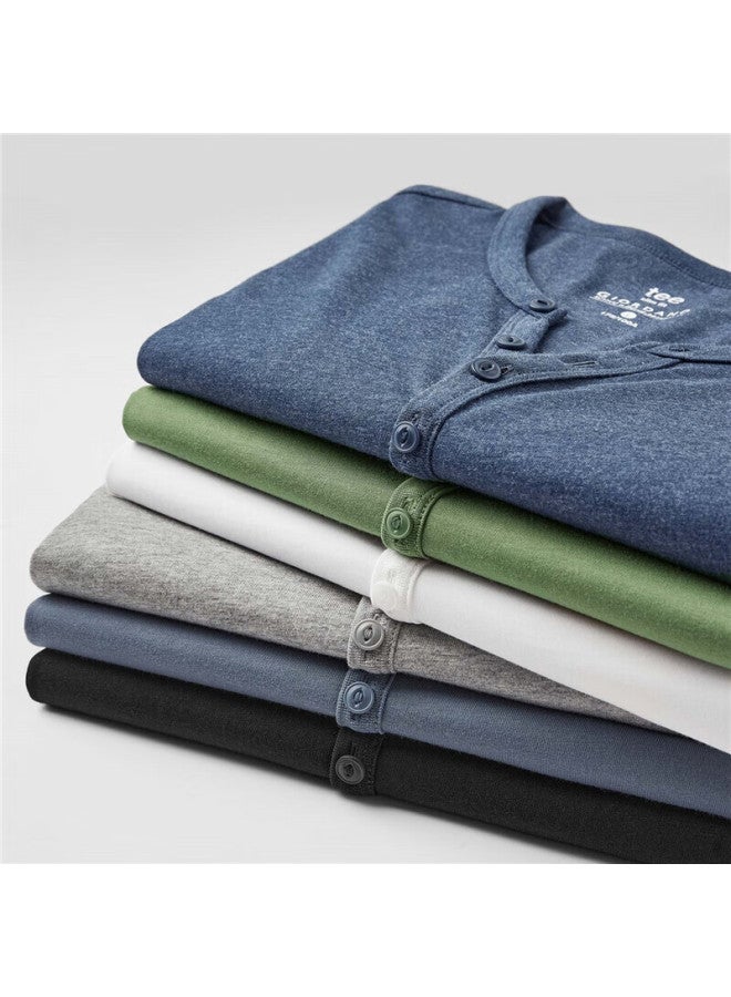 Giordano Men's Cotton Knit Solid Color Basic Henley Collar Short Sleeve T-shirt 01023418 - Image 1