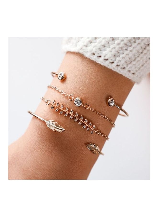 NIBEMINENT - 4-Piece Fishbone Leaf Fashion Bracelets - Image 1
