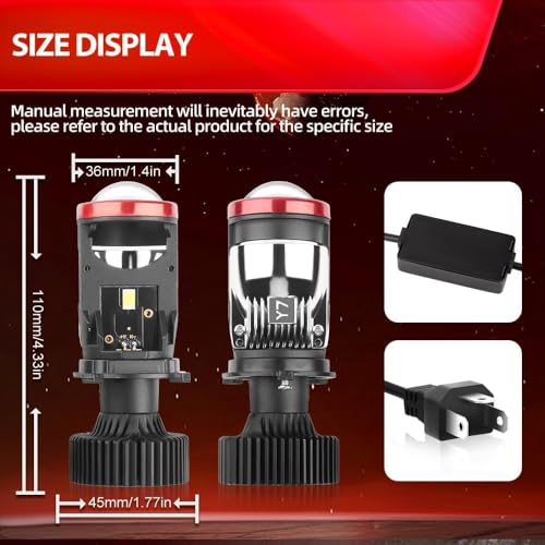 LOVMOTO Universal For Car Y7 H4 100w Mini Projector Lens Retrofit Kit LED with Mini Projector Lens Canbus,16000 lumens LED Headlight Kit for Headlight Retrofits Comfortable With Wa-gon R Stin-gray - Image 5