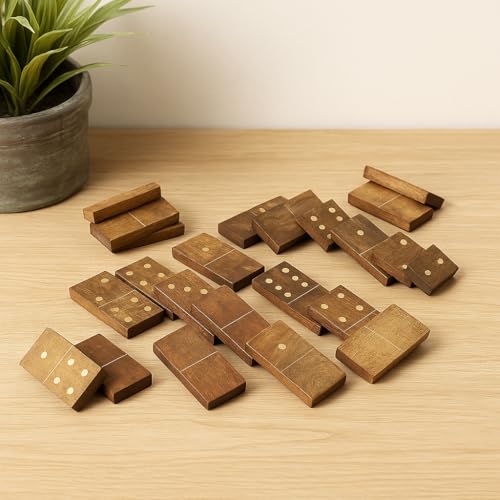 GoCraft Handmade Wooden Dominoes Set | 28-Piece Double Six Professional Size Dominoes with Decorative Wooden Storage Box | Classic Game Set for Family Fun & Entertainment - Image 3