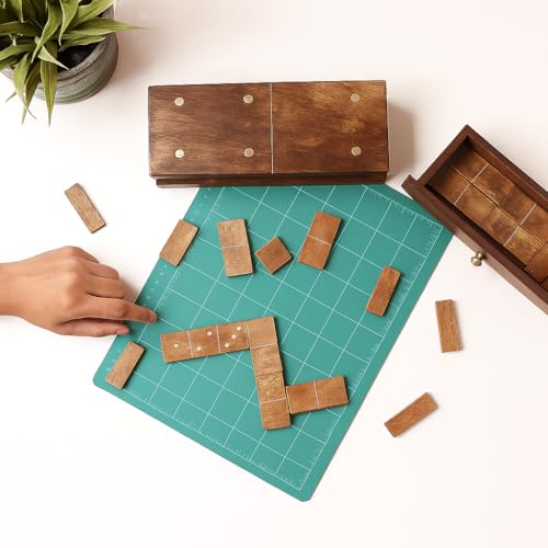 GoCraft Handmade Wooden Dominoes Set | 28-Piece Double Six Professional Size Dominoes with Decorative Wooden Storage Box | Classic Game Set for Family Fun & Entertainment - Image 4