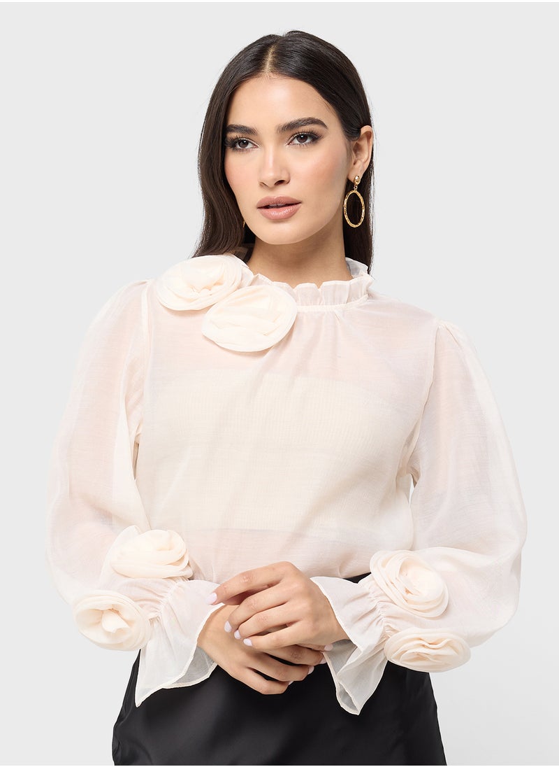 Sheer Blouse With 3D Rose - pzsku/Z8ECC9DF0F8977ED6718CZ/45/_/1742372840/edd1d4a2-f0f8-4fb3-8402-55ff6b35afa1