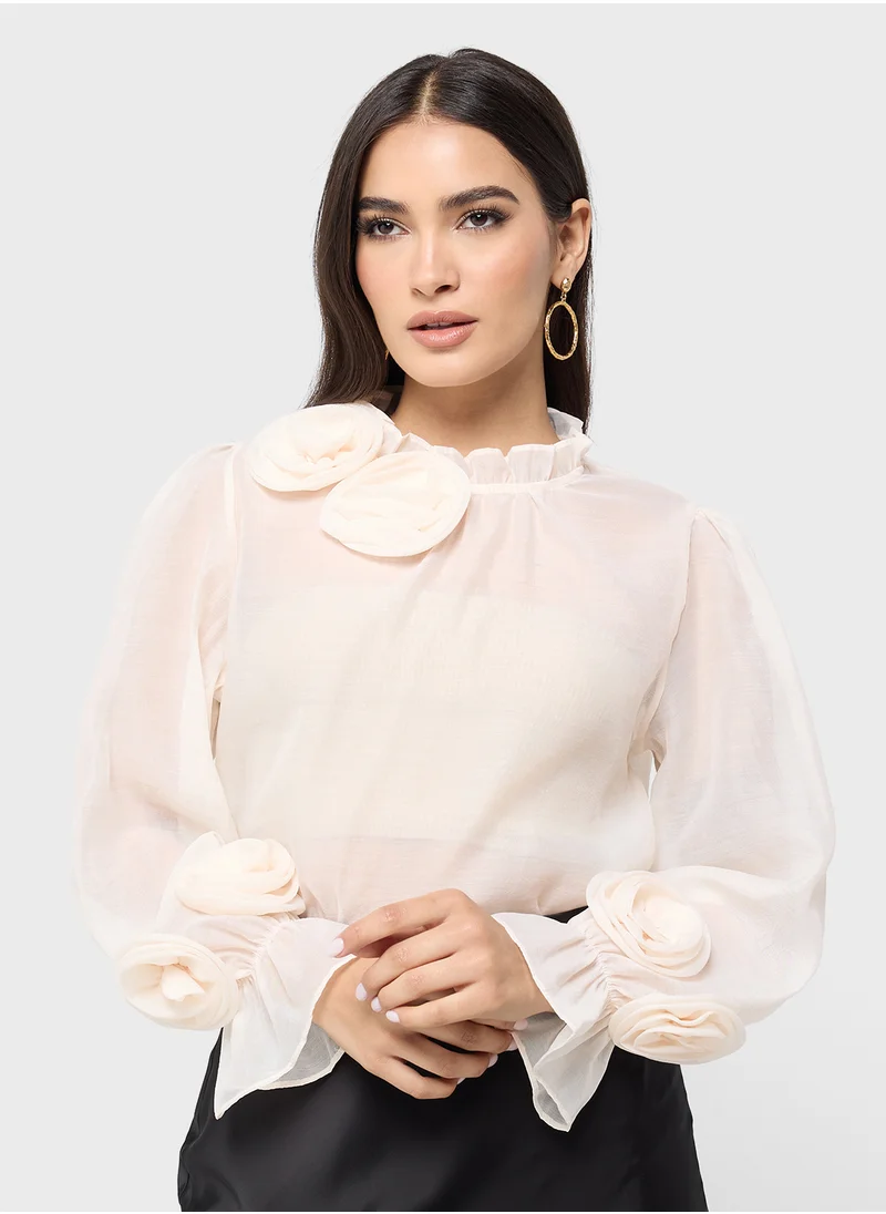 ايلا Sheer Blouse With 3D Rose