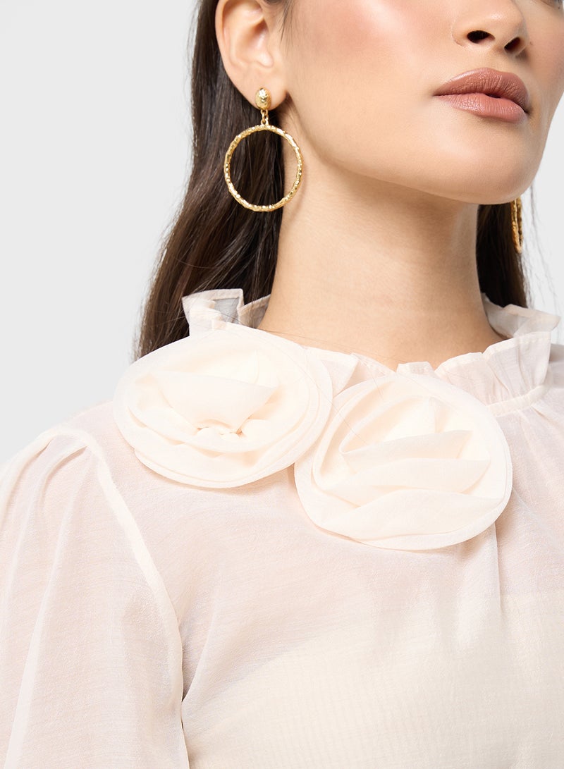 ايلا بلوزة شفافة بوردة ثلاثية الأبعاد - Image 3