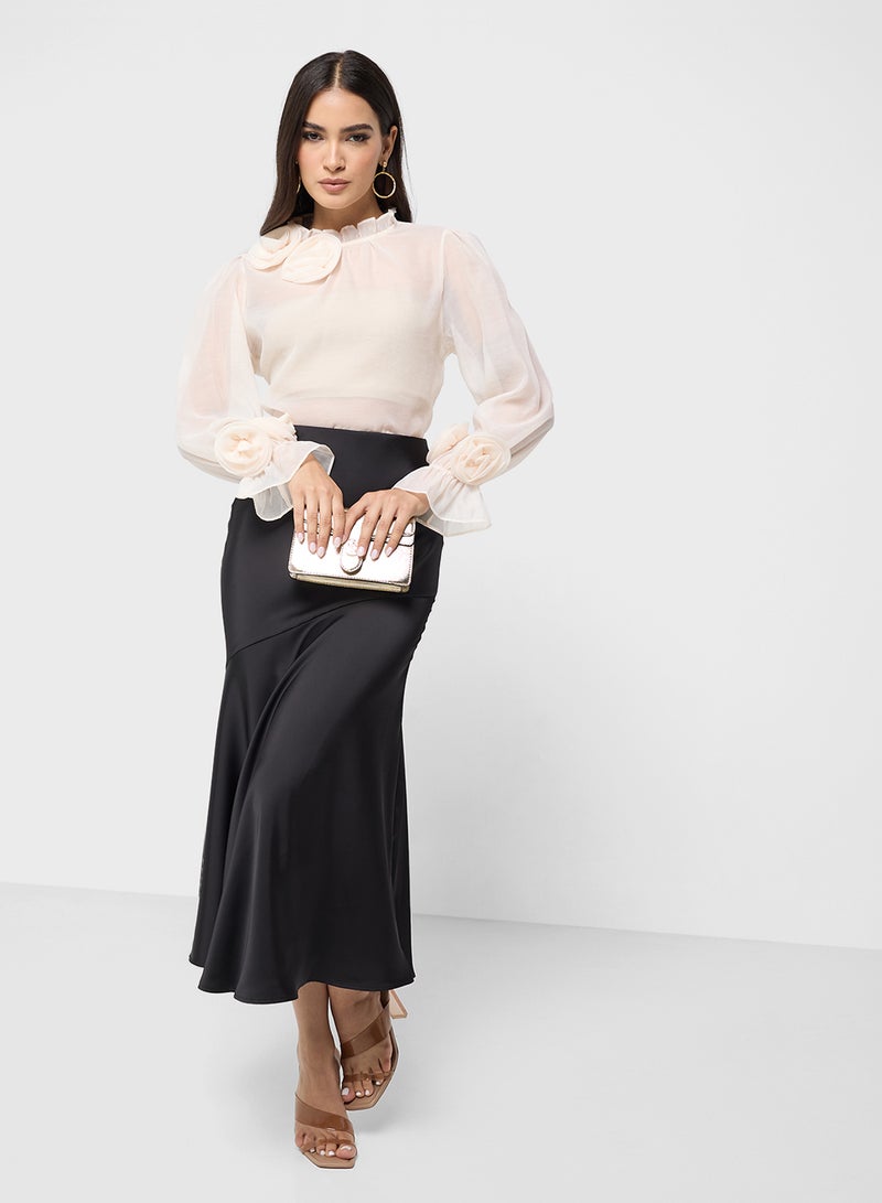 ايلا بلوزة شفافة بوردة ثلاثية الأبعاد - Image 4