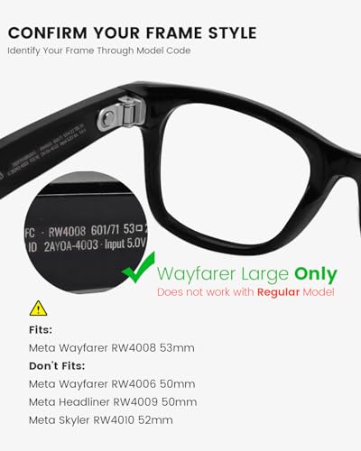 BandSmith Transitions Lenses for Ray-Ban Meta Wayfarer RW4008 & Gen 2 RW4012 Large (53-22), Clear-to-Gray Replacement Smart Eyeglass Lenses For Men & Women, Scratch-Resistant & Ultra Tough - Image 3