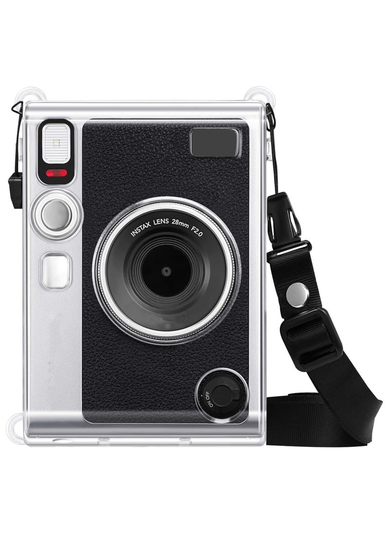 VKL Protective Camera Clear Case for Fujifilm Instax Mini EVO Camera - Crystal Hard PVC Cover with Removable Shoulder Strap (Clear)  - Image 1