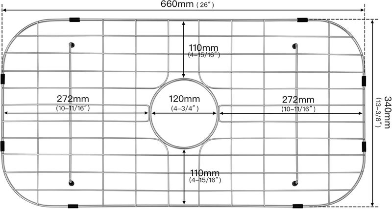 LQS Stainless Steel Kitchen Sink Grid and Sink Protector, Sinks Grate 26" x 13 3/8" with Center Drain Hole for Single Bowl, Sink Protectors for Kitchen Sink - Image 3