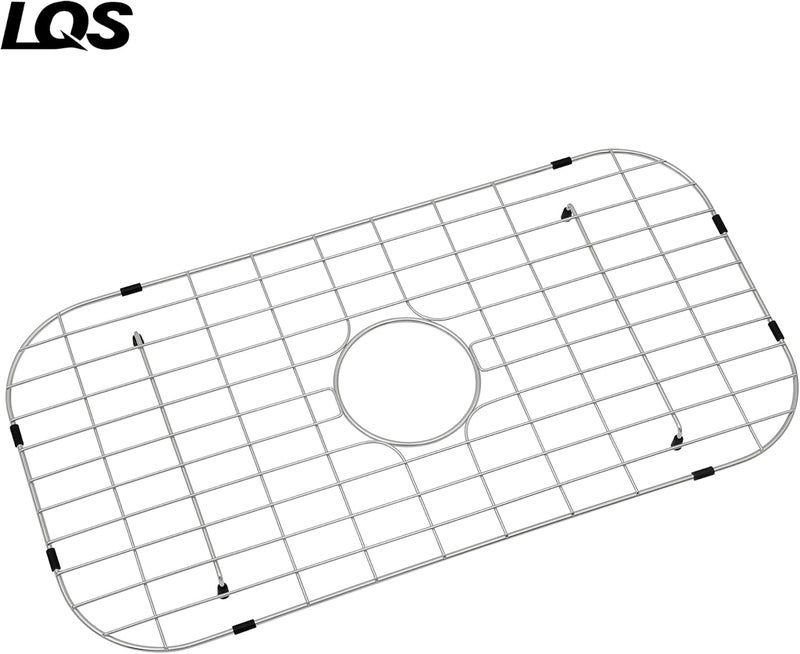 LQS Stainless Steel Kitchen Sink Grid and Sink Protector, Sinks Grate 26" x 13 3/8" with Center Drain Hole for Single Bowl, Sink Protectors for Kitchen Sink - Image 2