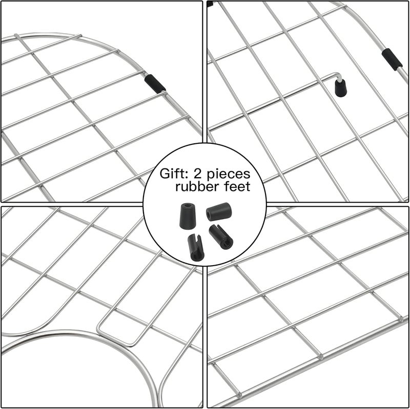 LQS Stainless Steel Kitchen Sink Grid and Sink Protector, Sinks Grate 26" x 13 3/8" with Center Drain Hole for Single Bowl, Sink Protectors for Kitchen Sink - Image 5
