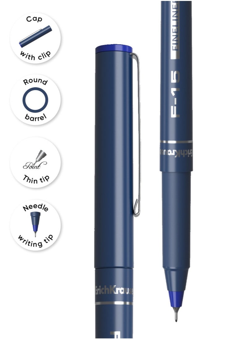 ErichKrause Set of 3 Fineliner F-15 Stick Classic, ink color: blue, black, red (blister 3 pcs.)  - Image 3