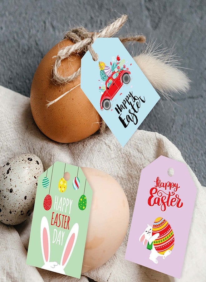 Creaides 48pcs Happy Easter Hanging Tags Catoon Easter Bunny Pattern Paper Tags with Cotton Strings for Easter Spring Holiday Party Decoration - Image 5
