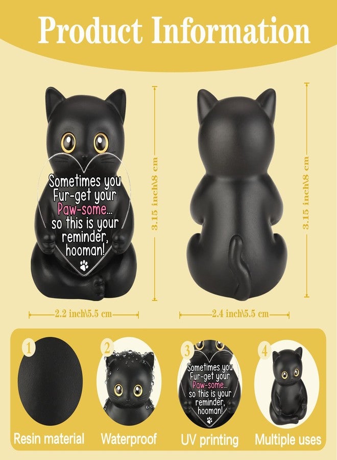 FOUGSTA Paw-Some Reminder Black Cat Resin Figurine, Encouraging Gift for Friend, Colleague, Motivational Desk Decor for Cat Lovers, Uplifting Present for Self-Worth, XXS56 - Image 2