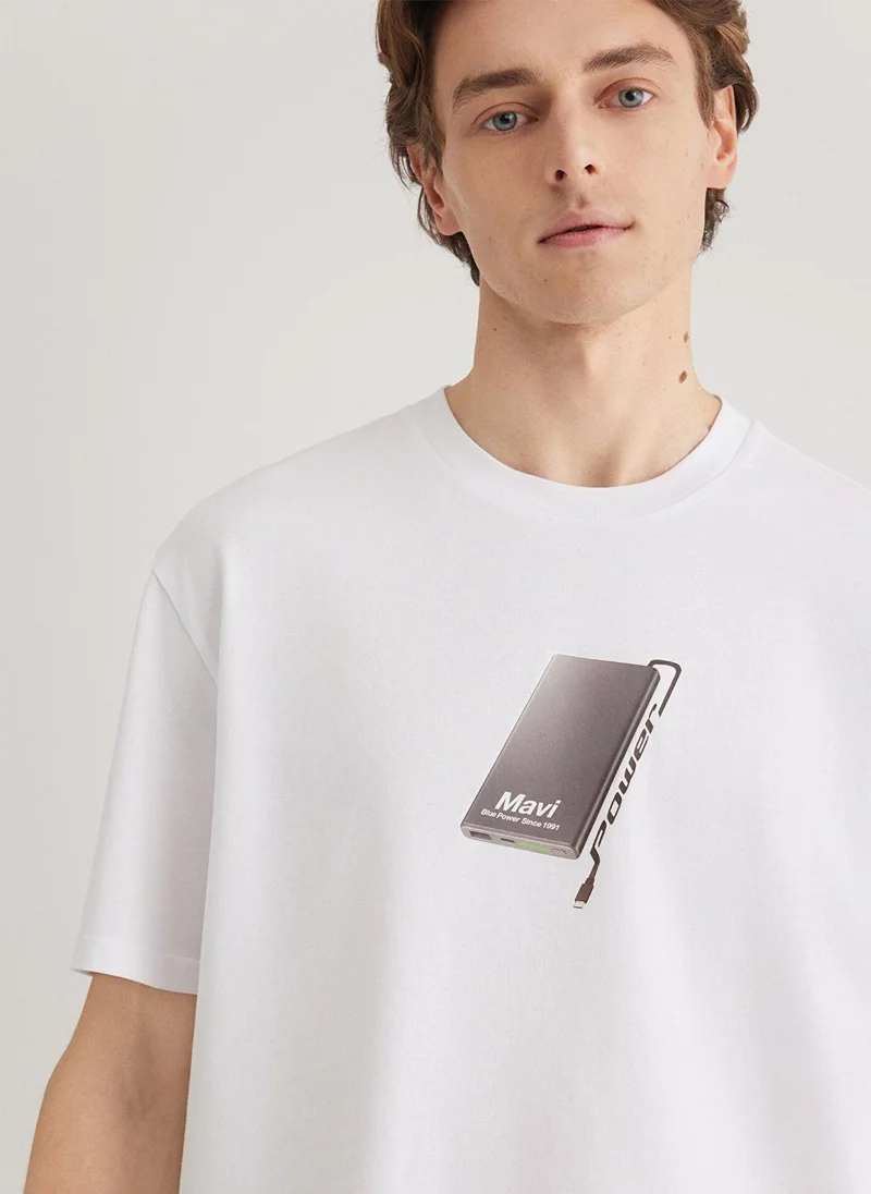 MAVI Printed White T-Shirt