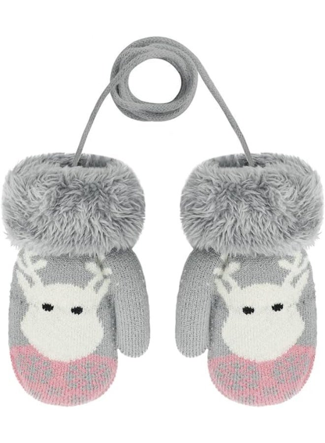 Toddler Kids Warm Winter Gloves Cute Infant Baby Boys Girls Thick Fleece Lined Full Finger Ski Snow Gloves Mittens, One Size - Image 5