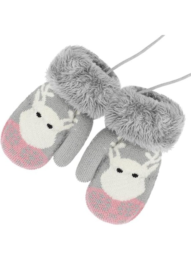 Toddler Kids Warm Winter Gloves Cute Infant Baby Boys Girls Thick Fleece Lined Full Finger Ski Snow Gloves Mittens, One Size - Image 2