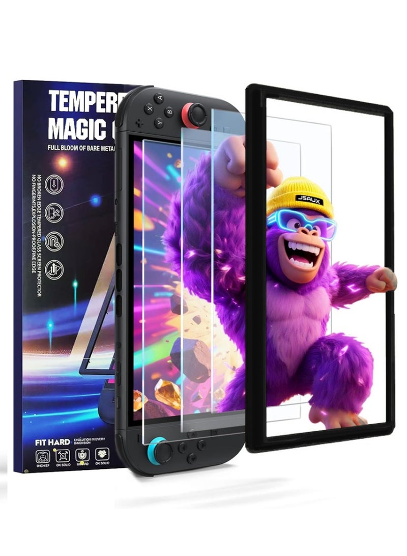 إكس ليفيل واقي شاشة من 3 قطع لجهاز نينتندو سويتش 2 (2025)، سهل التركيب مع إطار توجيه، واقي زجاجي فائق الوضوح، صلابة 9H، مقاوم للخدش، ملحقات لجهاز سويتش 2. - Image 1