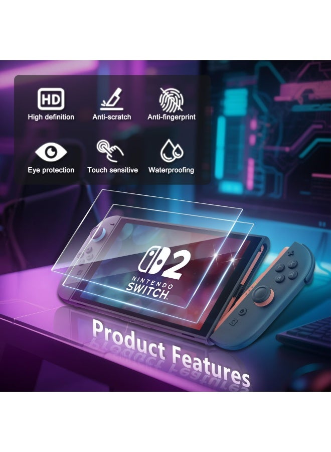 إكس ليفيل واقي شاشة من 3 قطع لجهاز نينتندو سويتش 2 (2025)، سهل التركيب مع إطار توجيه، واقي زجاجي فائق الوضوح، صلابة 9H، مقاوم للخدش، ملحقات لجهاز سويتش 2. - Image 2