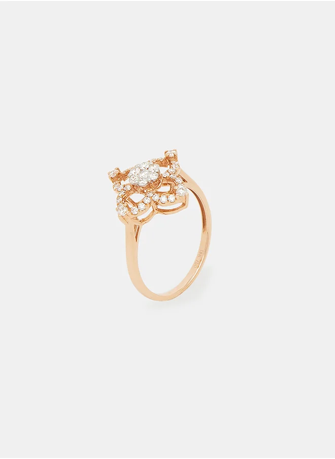 أناكا 18Kt Rose Gold Ring Studded with Natural Diamonds