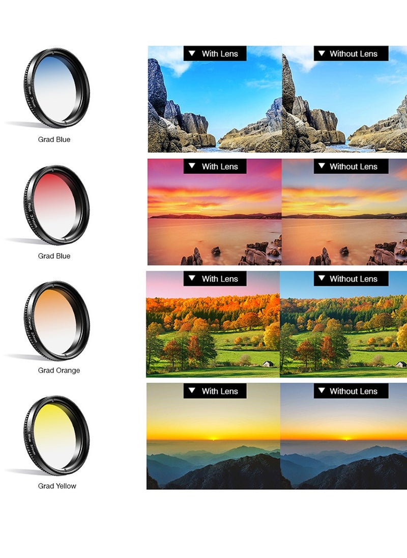 APEXEL Professional 7in1 Phone Graduated Lens Filter Kit 37mm Grad Red Blue Yellow Orange Filters+CPL ND Star Filters Compatible with Samsung Huawei Most Smartphones and Camera Lenses with 37mm Thread  - Image 5