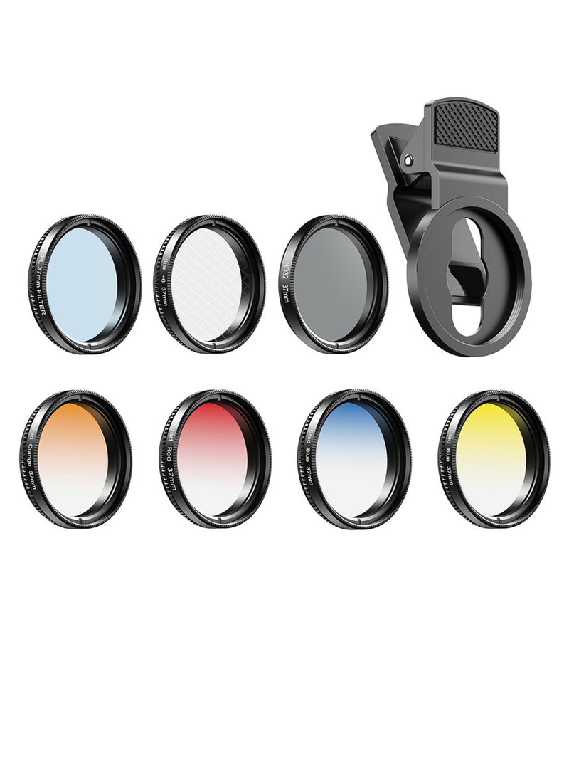 APEXEL Professional 7in1 Phone Graduated Lens Filter Kit 37mm Grad Red Blue Yellow Orange Filters+CPL ND Star Filters Compatible with Samsung Huawei Most Smartphones and Camera Lenses with 37mm Thread  - Image 3